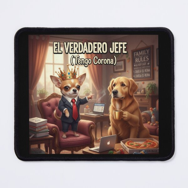 Item preview, El Verdadero Jefe - Chihuahua con Corona y Traje designed and sold by Bit Canvas.