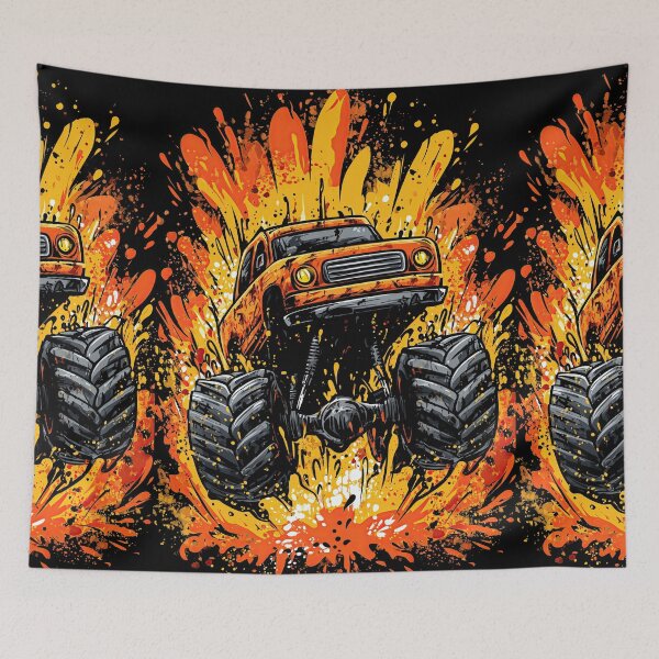 Item preview, Orange Monster Truck Performing High Jump In Air designed and sold by Piotrek0001.