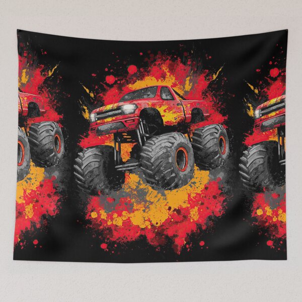 Item preview, Fast Red Monster Truck In Splashes Fiery Sparks designed and sold by Piotrek0001.