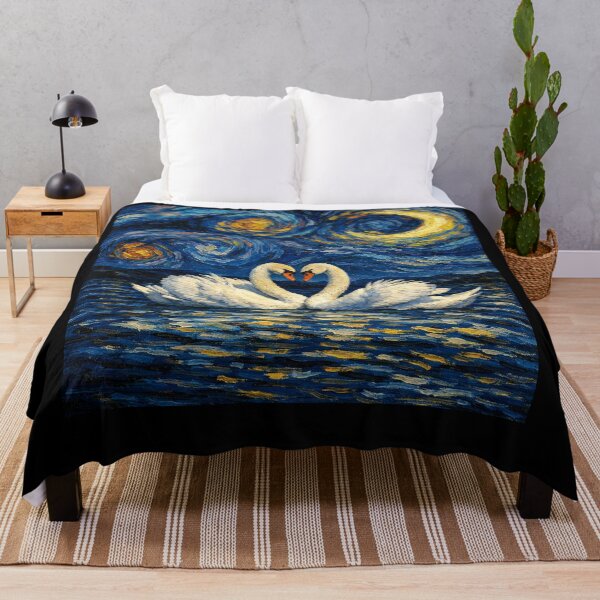 Item preview, Cute Couple Swan starry night designed and sold by Starry Night Creative Art.