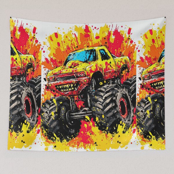 Item preview, Yellow Offroad Machine In Artistic Red Paint Splashes designed and sold by Piotrek0001.