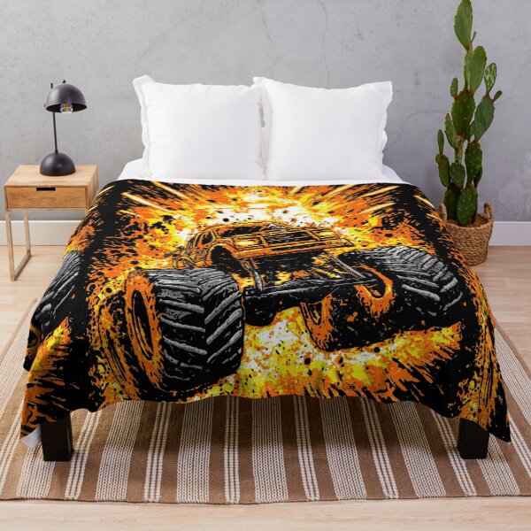 Item preview, Powerful Monster Truck In Center Of Orange Explosion designed and sold by Piotrek0001.