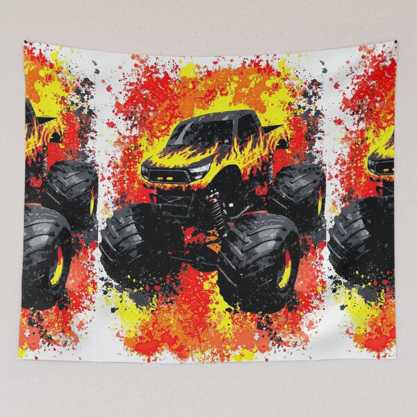 Item preview, Black Monster Truck Background Of Red Ink Splashes designed and sold by Piotrek0001.