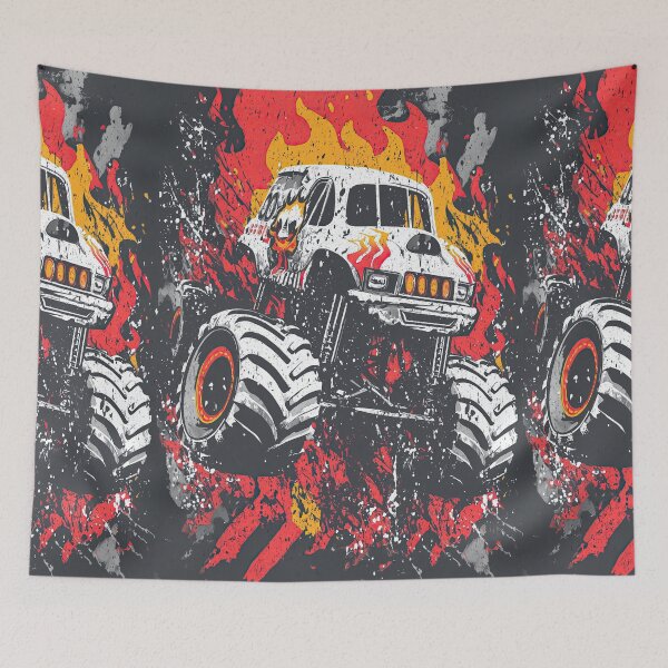 Item preview, White Monster Truck In Clouds Smoke And Dust designed and sold by Piotrek0001.