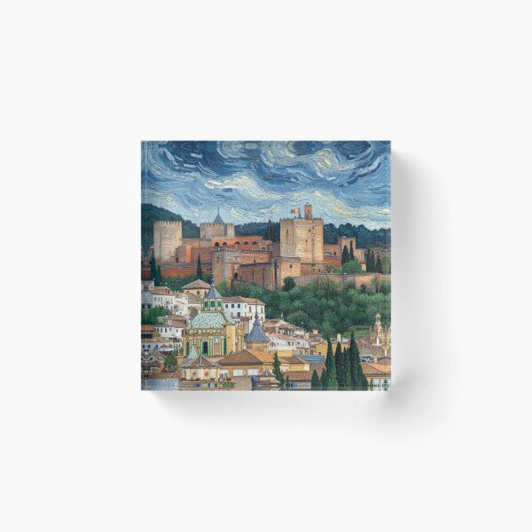 Item preview, Van Gogh-style view of the Alhambra in Granada designed and sold by KukiLdeGuevara.