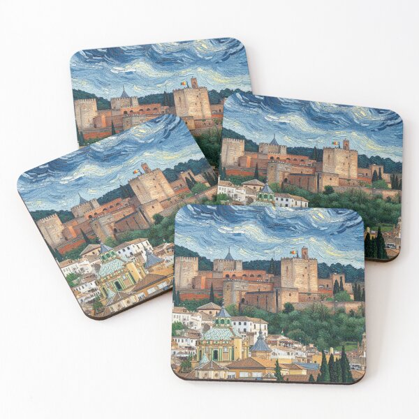 Item preview, Van Gogh-style view of the Alhambra in Granada designed and sold by KukiLdeGuevara.