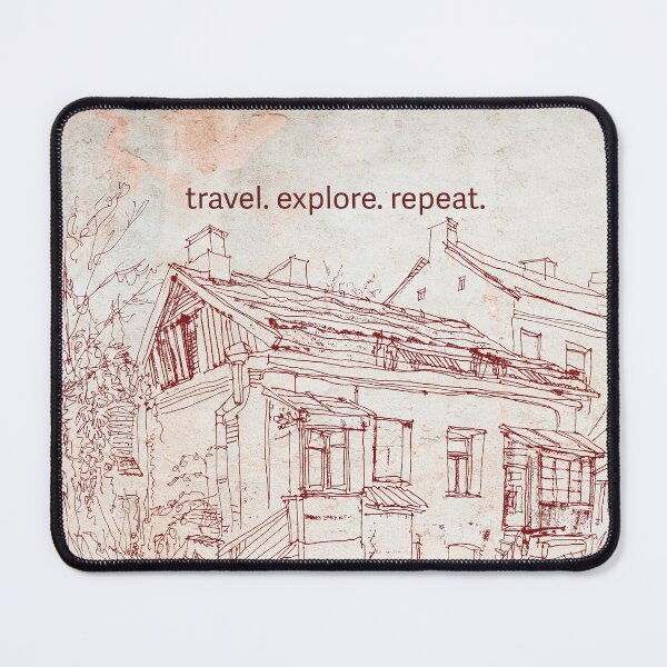 Item preview, travel. explore. repeat. Vilnius, Lithuania lineart with antique background designed and sold by CHASAcreative.