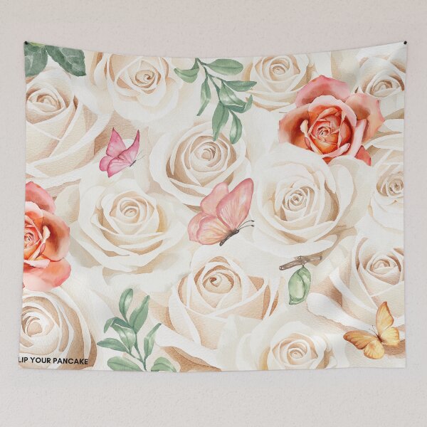 Item preview, Roses And Butterflies Watercolor Pattern designed and sold by Flip Your Pancake.