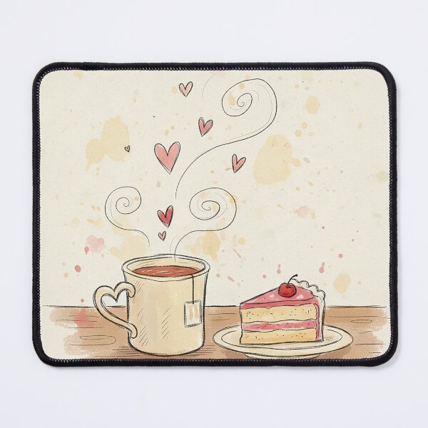 Item preview, "Cozy Moment: Tea and Love Cake" - Cozy Sketch Style Illustration designed and sold by VisualRotaStudio .