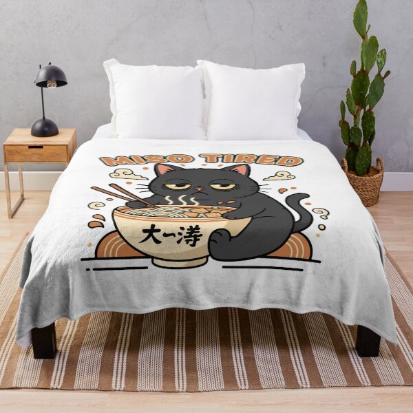 Item preview, Miso Tired Funny Cat Japanese Pun Ramen Humor Design designed and sold by Kestovi.
