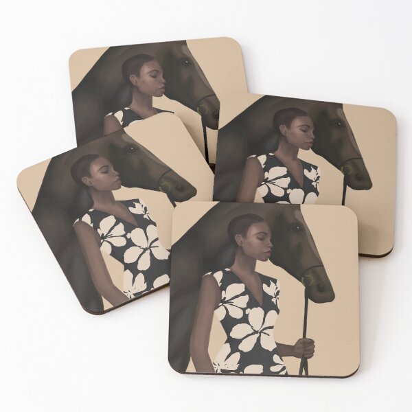 Item preview, Woman in Bold Print with Black Horse designed and sold by Branka Kodzoman.