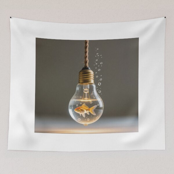 Item preview, Glowing Fish Swimming in Vintage Lightbulb designed and sold by Wonderful Designs.
