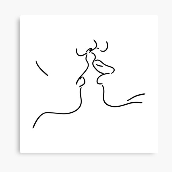 Kiss Line Art Sketch Outline Drawing Lips Canvas Print By Awhalesong Redbubble