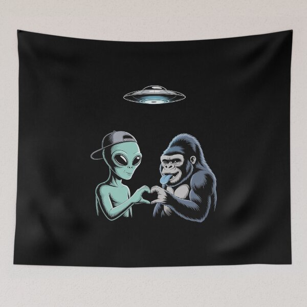 Item preview, Bigfoot & Alien Lovefest with Peace Hand designed and sold by imsamaharem.