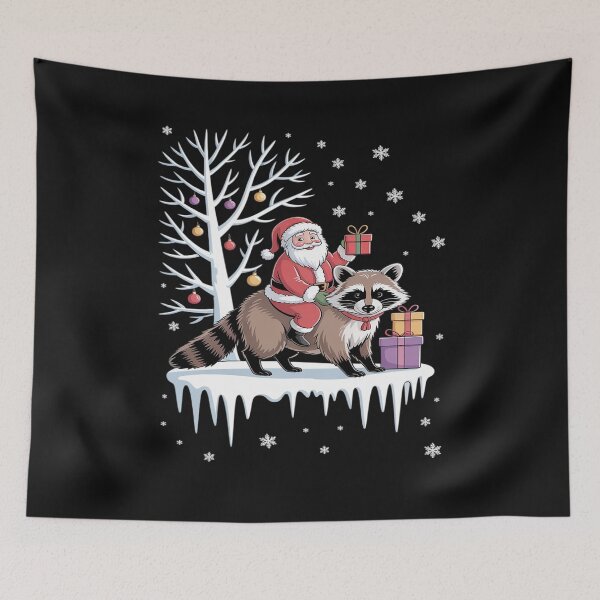 Item preview, Funny Xmas Lighting Tree Santa Riding Raccoon Christmas designed and sold by Eskomeranola.