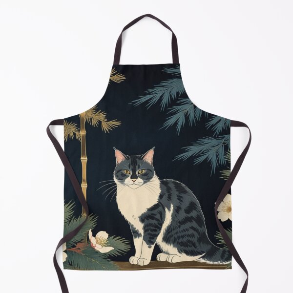 Item preview, Hanafuda Style Mackerel Tabby Cat – Night Colors (Pine Bamboo Plum) designed and sold by LEO'S CREATURE　れおずくりーちゃー.