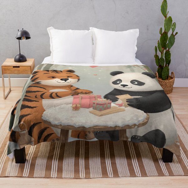 Item preview, Valentine’s Tiger & Panda Couple • Whimsical Bamboo Heart Prep Art designed and sold by WildlifeWhimsy.