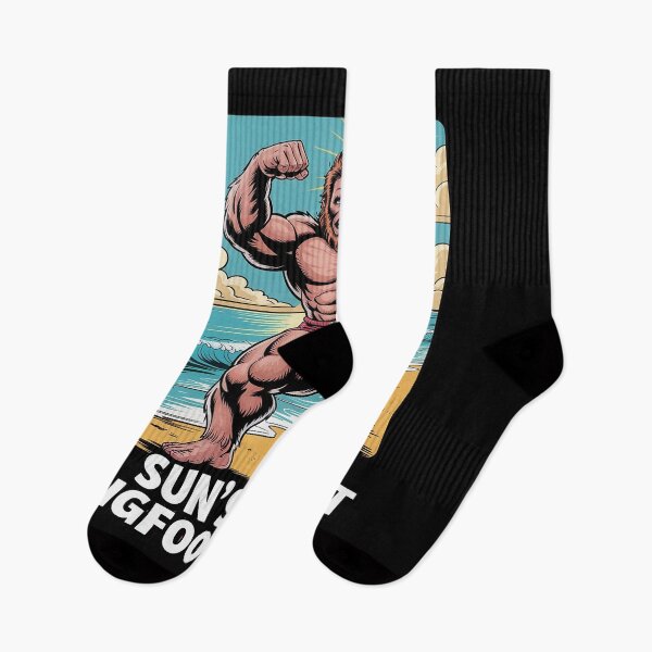 Item preview, Bigfoot Beach Muscles Funny Summer Flex Cryptid designed and sold by countntenov.