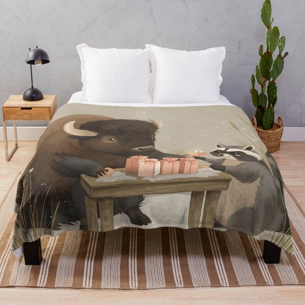 Item preview, Valentine’s Bison & Raccoon Couple • Whimsical Prairie Heart Prep Art designed and sold by WildlifeWhimsy.