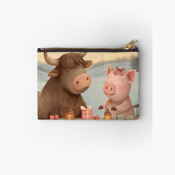 Item preview, Valentine’s Ox & Pig Couple • Whimsical Countryside Heart Prep Art designed and sold by WildlifeWhimsy.