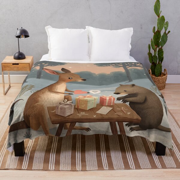 Item preview, Valentine’s Kangaroo & Wombat Couple • Whimsical Bushland Heart Prep Art designed and sold by WildlifeWhimsy.