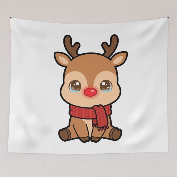 Item preview, Cute Baby Reindeer with Red Scarf - Kawaii Christmas Rudolph designed and sold by AliveStyle.