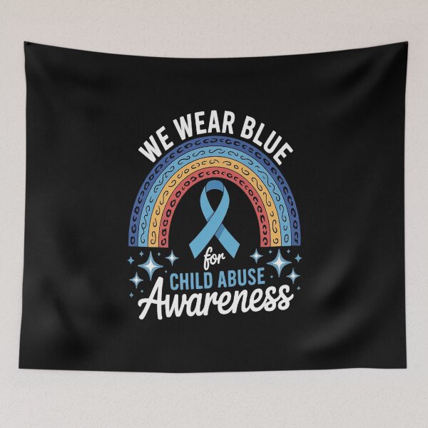 Item preview, Blue Ribbon Rainbow We Wear Blue For Child Abuse Awareness designed and sold by Slwankol.