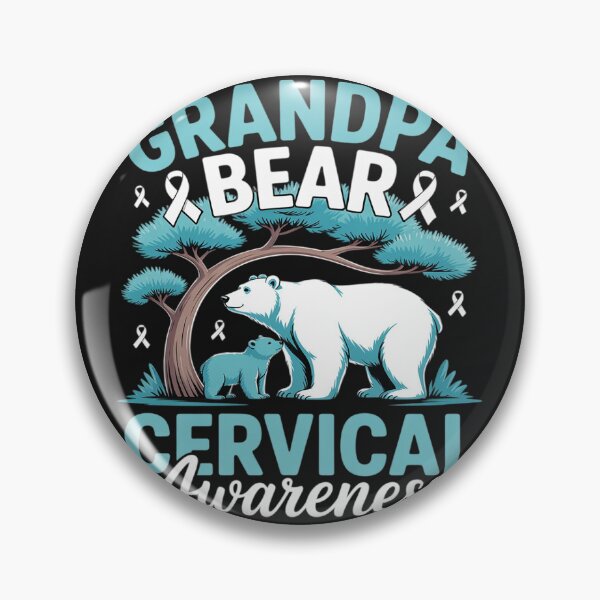 Item preview, Grandpa Bear Cervical Cancer Awareness Teal White Ribbon designed and sold by Bstilablhot.