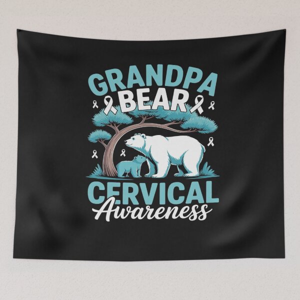 Item preview, Grandpa Bear Cervical Cancer Awareness Teal White Ribbon designed and sold by Bstilablhot.