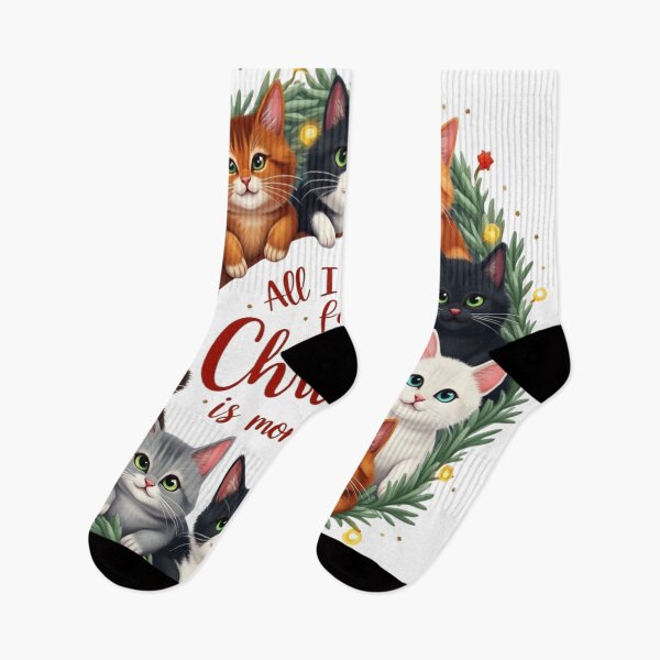 Item preview, All I Want for Christmas Is More Cats – Cute Cat Wreath Design designed and sold by TroyTheTerrific.