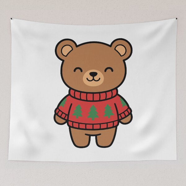 Item preview, Kawaii Christmas Teddy Bear in Red Ugly Sweater - Cute Holiday Animal designed and sold by AliveStyle.