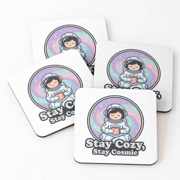 Item preview, Stay Cozy Stay Cosmic Kawaii Astronaut Pastel Galaxy Illustration designed and sold by chattsuede.