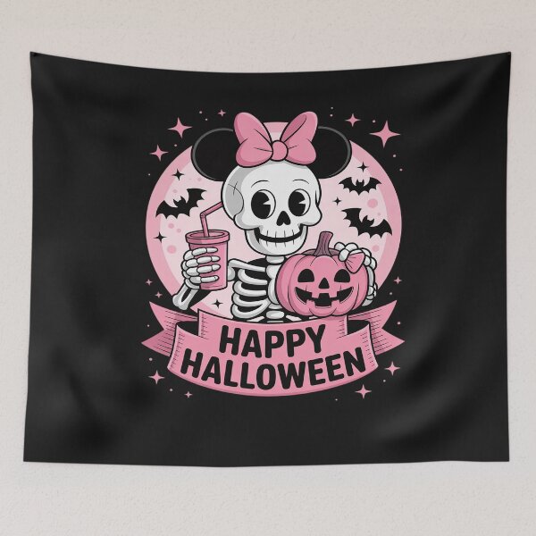Item preview, Halloween Skeleton Drinking Coffee Pink Coquette Bow Ribbon designed and sold by Bstilablhot.