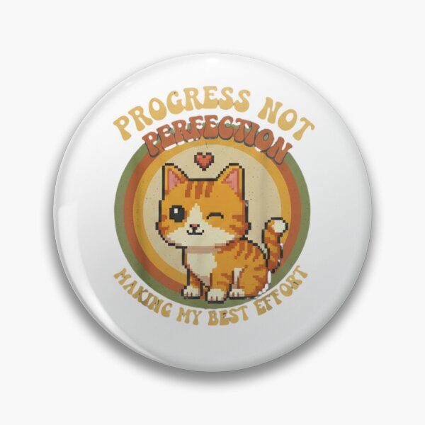 Artikelvorschau, Progreso, no Perfección: Gatito Motivador Retro entworfen und verkauft von Bit Canvas.