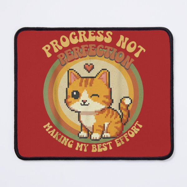 Item preview, Progreso, no Perfección: Gatito Motivador Retro designed and sold by Bit Canvas.