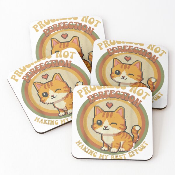 Item preview, Progreso, no Perfección: Gatito Motivador Retro designed and sold by Bit Canvas.