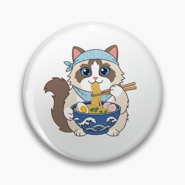 Aperçu de l'œuvre Illustration mignonne de chat ramen kawaii en style chibi pour les amoureux des chats et de la nourriture créée et vendue par chattsuede.