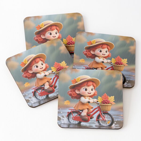 Item preview, A little girl is riding a bicycle in the rain. designed and sold by PattaZone.