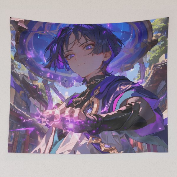 Item preview, Mystical Scaramouche Genshin Impact Dark Anime Power Streetscape designed and sold by CarlosBender.