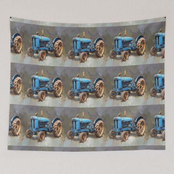 Item preview, Vintage Blue Tractor on Display designed and sold by Savannah Gibbs.