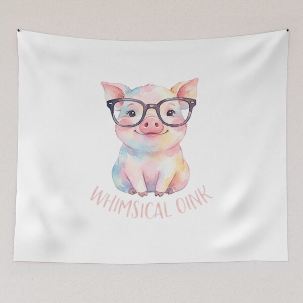 Item preview, Whimsical Oink Cute Pig Watercolor Illustration for Animal Lover designed and sold by chattsuede.