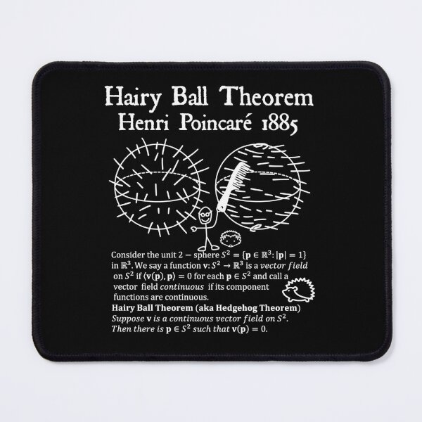 Item preview, Nerdy Vintage Hairy Ball Theorem Poincare Topology Math Teacher White Text designed and sold by MathWare MathClips.