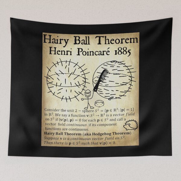Item preview, Nerdy Vintage Hairy Ball Theorem Poincare Topology Math Teacher Black Text Parchment designed and sold by MathWare MathClips.