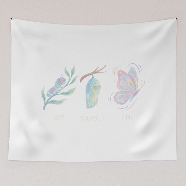 Item preview, Give Yourself Time Butterfly Transformation Watercolor Art for Self Care designed and sold by chattsuede.