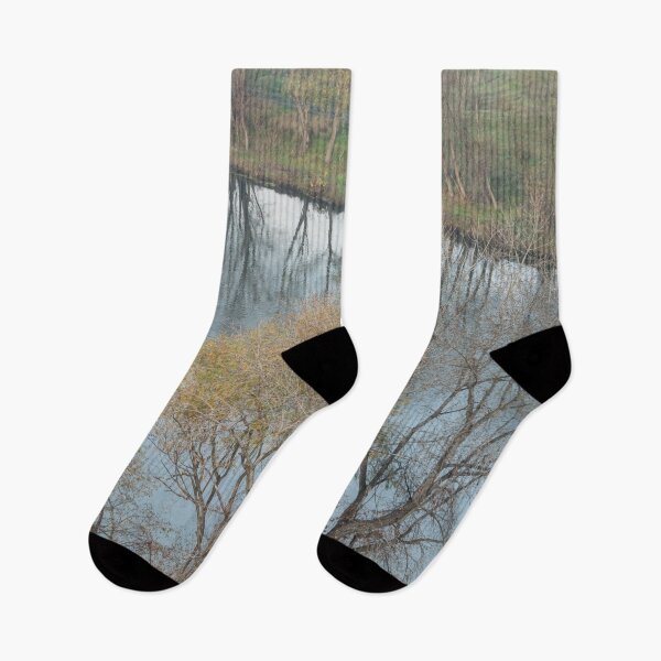 Item preview, Reflective Riverbank in Autumn From Above the Treetops designed and sold by Georgia Mizuleva.