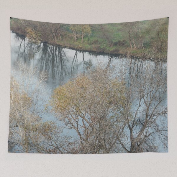 Item preview, Reflective Riverbank in Autumn From Above the Treetops designed and sold by Georgia Mizuleva.