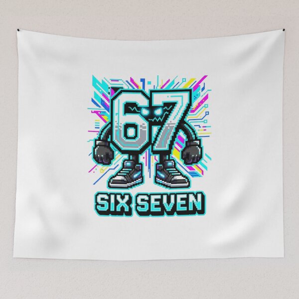 Item preview, Pixel Art 67 Meme Neon Aesthetic Graphic designed and sold by chattsuede.