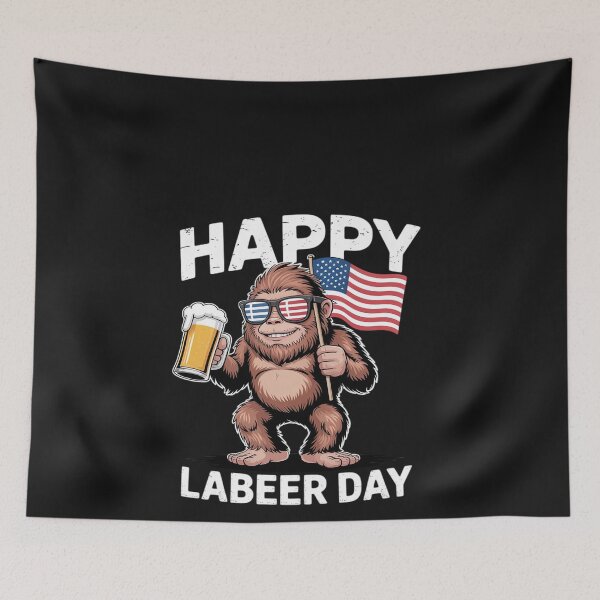 Item preview, Happy Labeer Day Labor Day Sasquatch American Flag Patriotic designed and sold by katherintration.