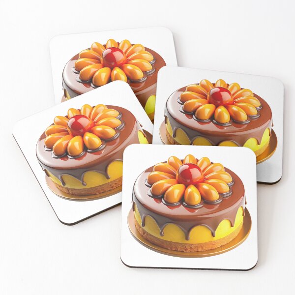 Item preview, Gourmet Chocolate and Orange Mirror Glaze Flower Cake designed and sold by Jirada.