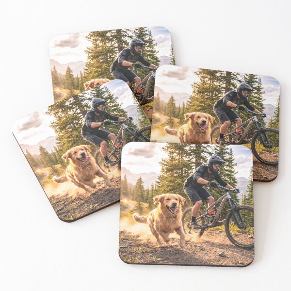 Item preview, Trail Dog and Downhill MTB Rider – Riding Wild Alpine Singletrack. designed and sold by Hinson MTB Visuals.